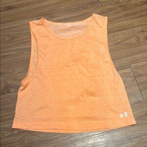 Under Armour Orange Sleeveless Crop Muscle Tee